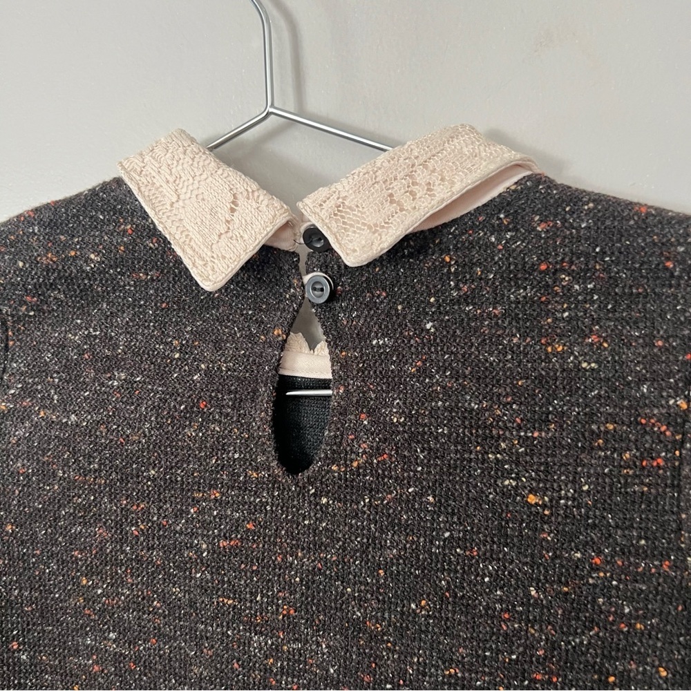 NWT Bonnie Jean Brown Tweed Knit Girls Dress Size 8 Lace Collar A Line Preppy - Picture 8 of 11
